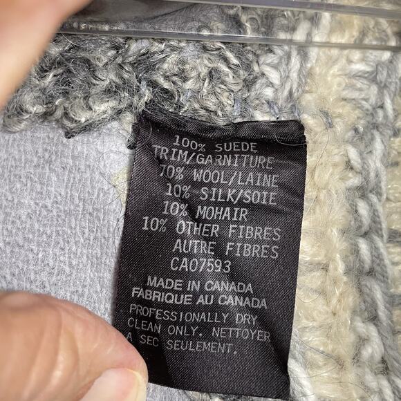 Vintage mLm Canadian Original Suede And Knit Vest Women M Gray Leather Boho Art - Picture 4 of 10